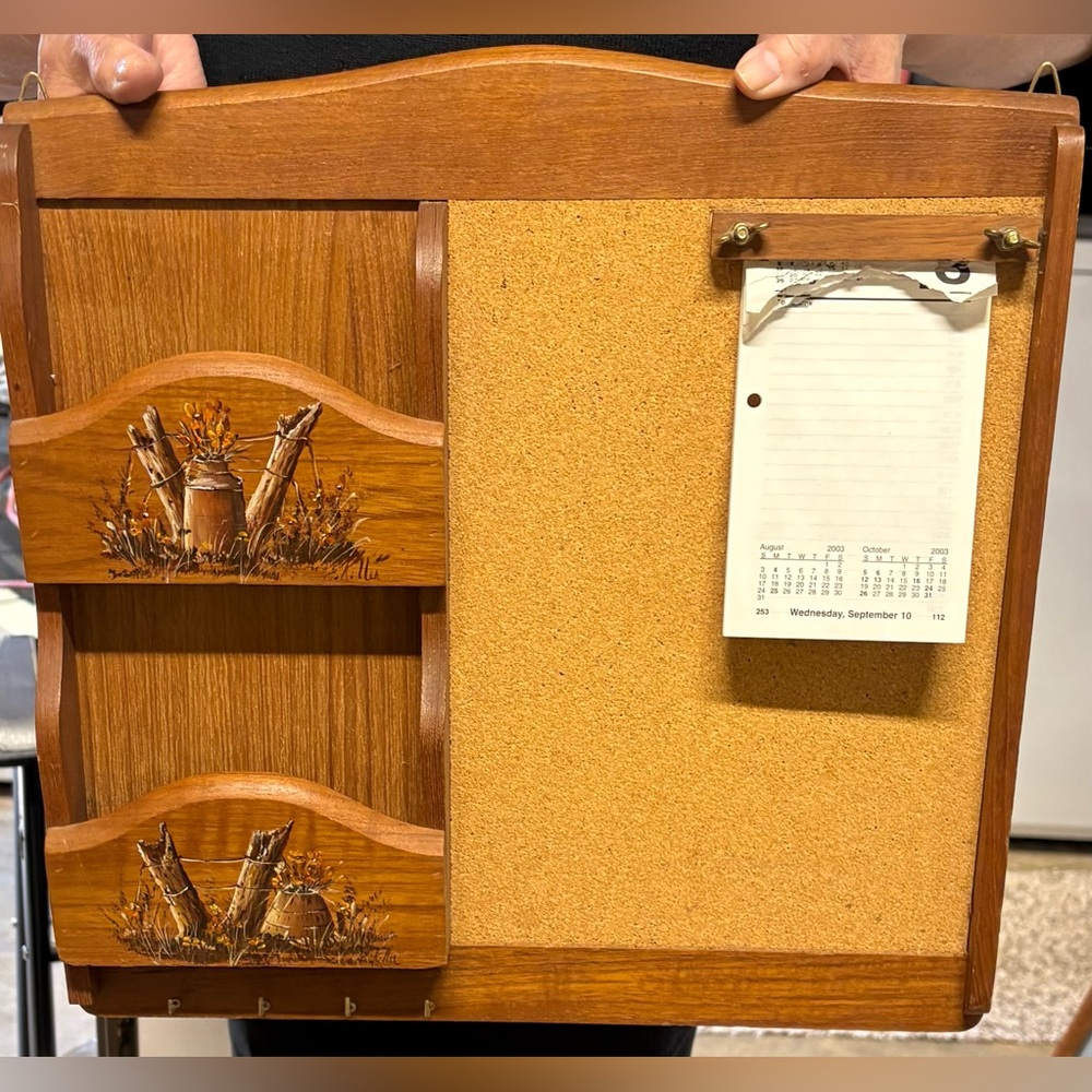 Unique Vintage Teak Wood Wall Organizer by Dolphin